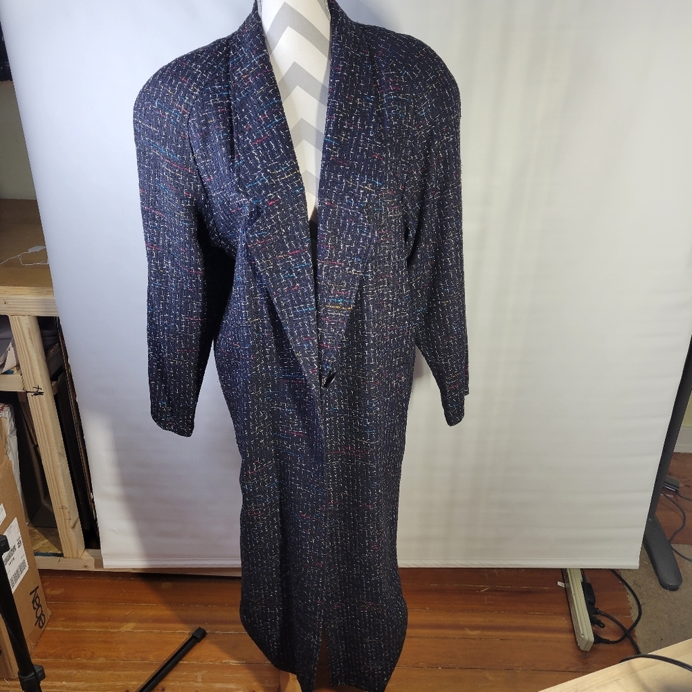 Doncaster Woven Silk Oversized Long Dress Coat 1 Button Size Small NWOT